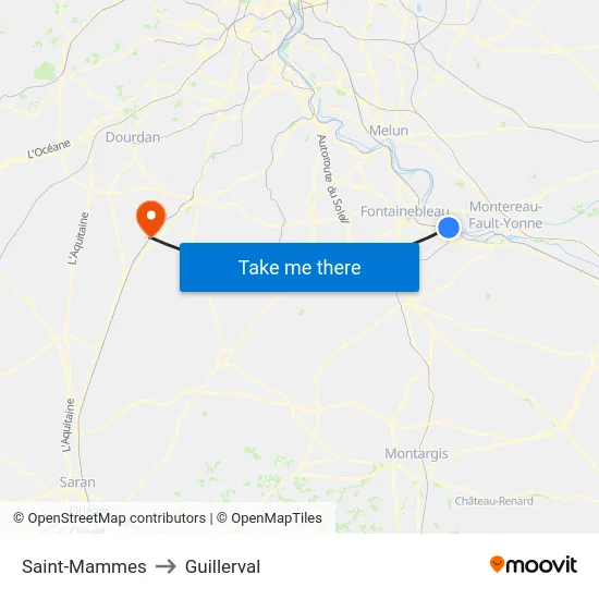 Saint-Mammes to Guillerval map