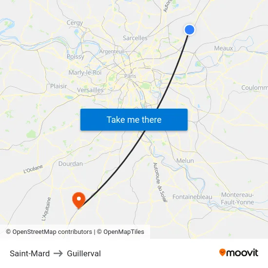 Saint-Mard to Guillerval map