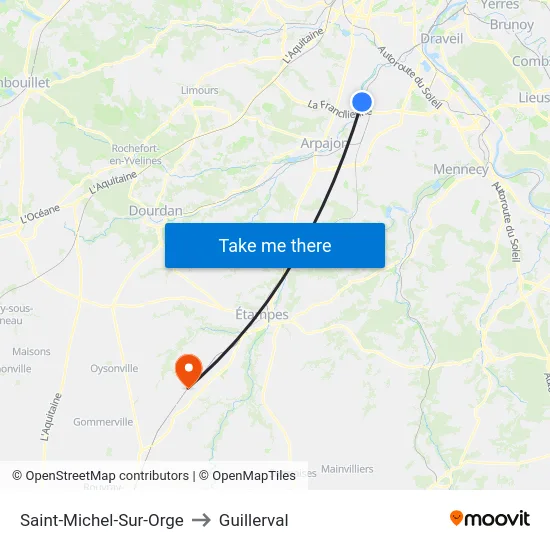 Saint-Michel-Sur-Orge to Guillerval map