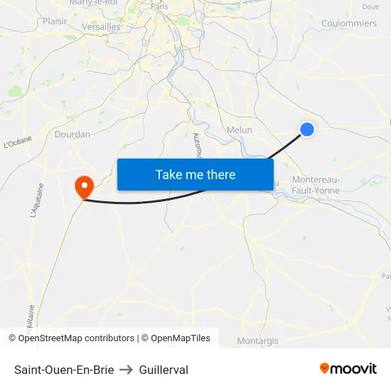 Saint-Ouen-En-Brie to Guillerval map