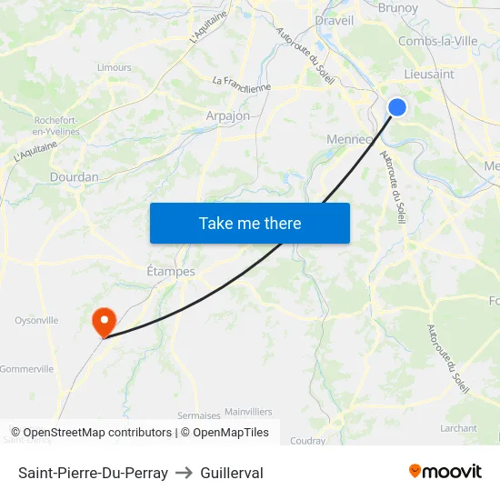Saint-Pierre-Du-Perray to Guillerval map