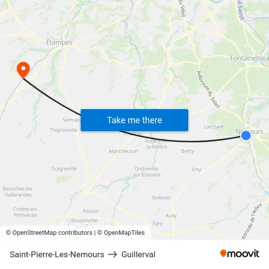 Saint-Pierre-Les-Nemours to Guillerval map