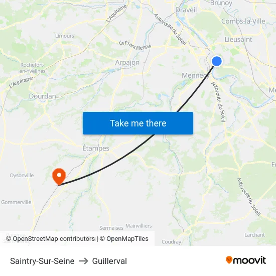 Saintry-Sur-Seine to Guillerval map