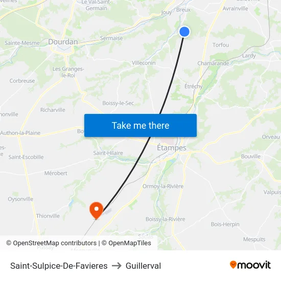Saint-Sulpice-De-Favieres to Guillerval map