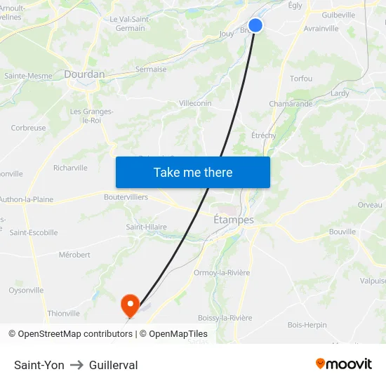 Saint-Yon to Guillerval map