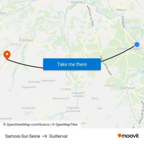 Samois-Sur-Seine to Guillerval map