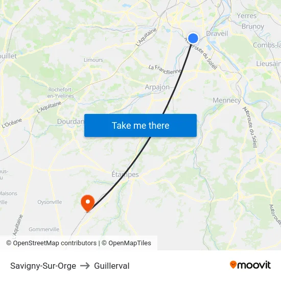 Savigny-Sur-Orge to Guillerval map