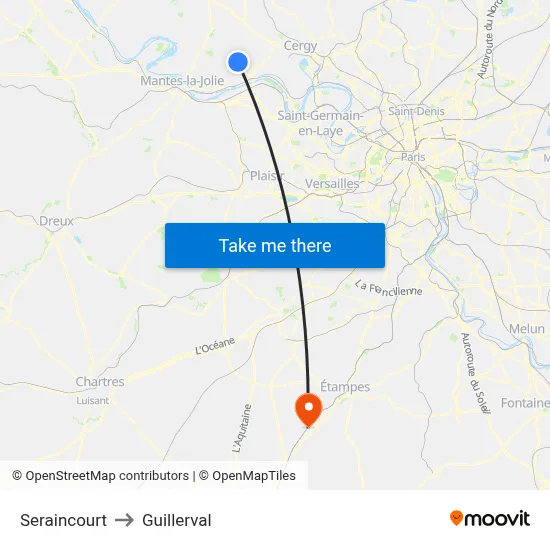 Seraincourt to Guillerval map