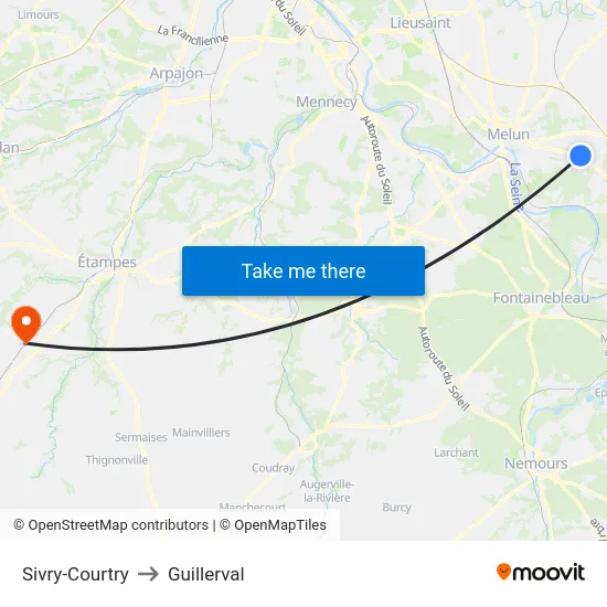 Sivry-Courtry to Guillerval map