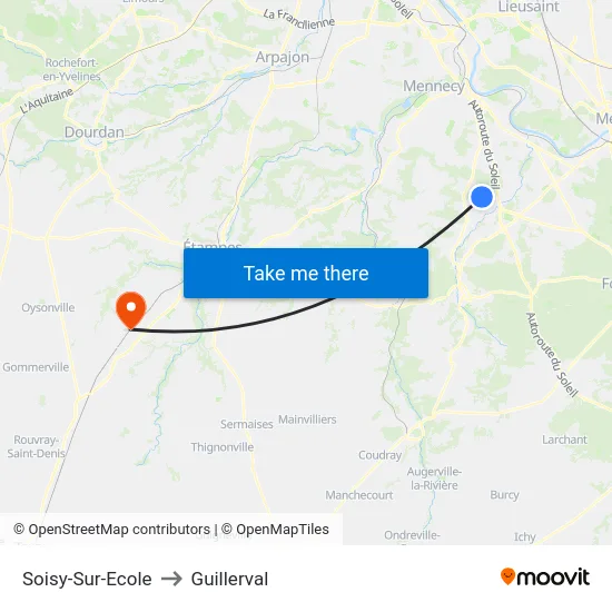 Soisy-Sur-Ecole to Guillerval map
