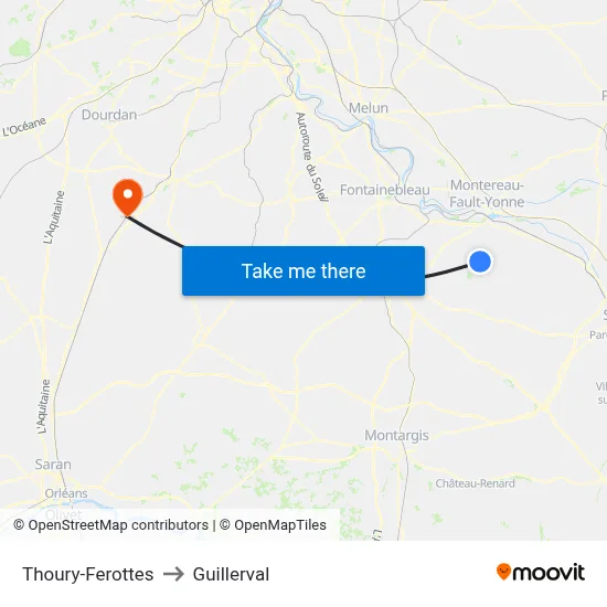 Thoury-Ferottes to Guillerval map