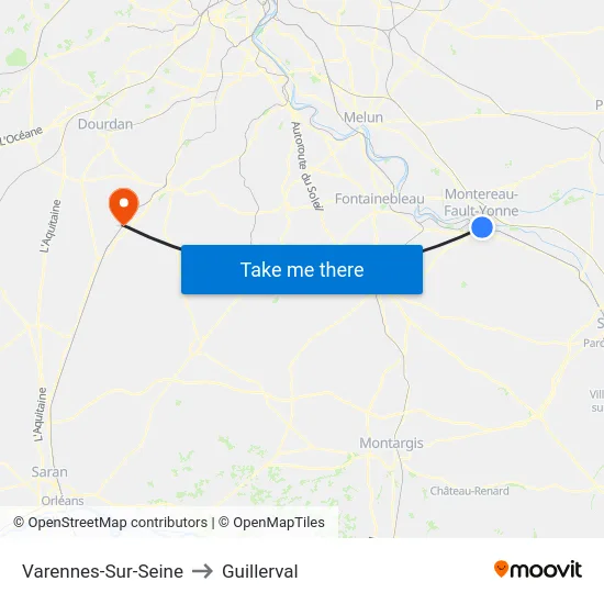 Varennes-Sur-Seine to Guillerval map