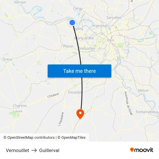 Vernouillet to Guillerval map