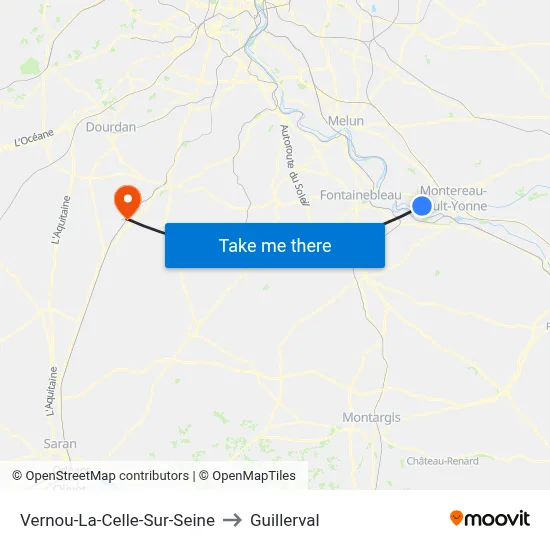 Vernou-La-Celle-Sur-Seine to Guillerval map