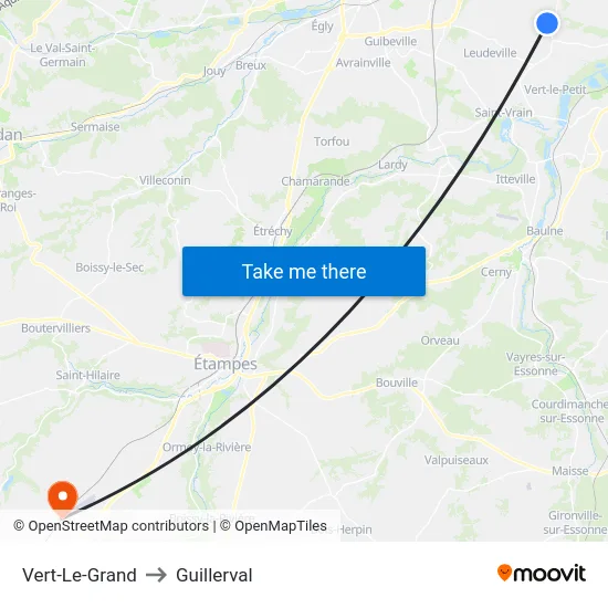 Vert-Le-Grand to Guillerval map