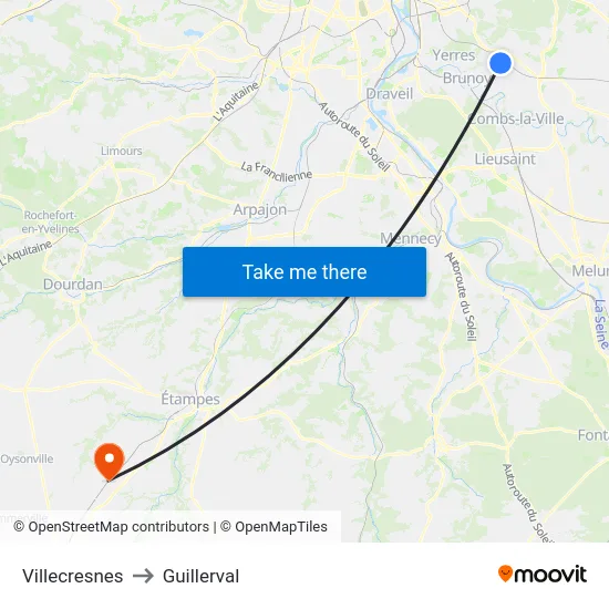 Villecresnes to Guillerval map