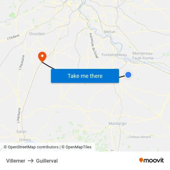 Villemer to Guillerval map
