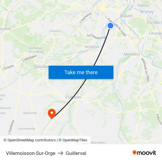 Villemoisson-Sur-Orge to Guillerval map