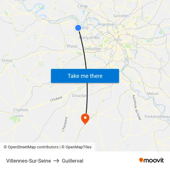 Villennes-Sur-Seine to Guillerval map