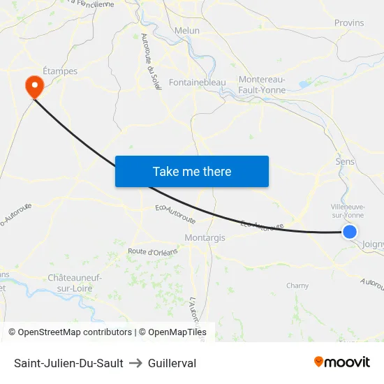 Saint-Julien-Du-Sault to Guillerval map