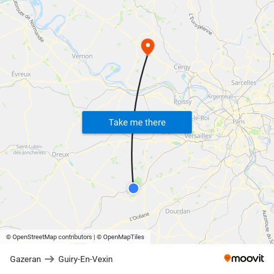 Gazeran to Guiry-En-Vexin map