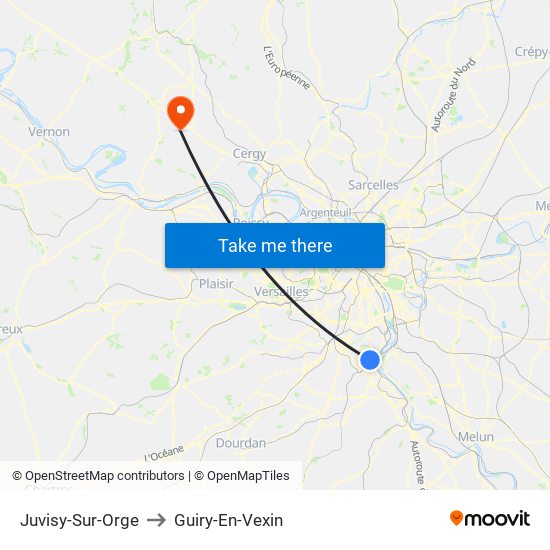 Juvisy-Sur-Orge to Guiry-En-Vexin map