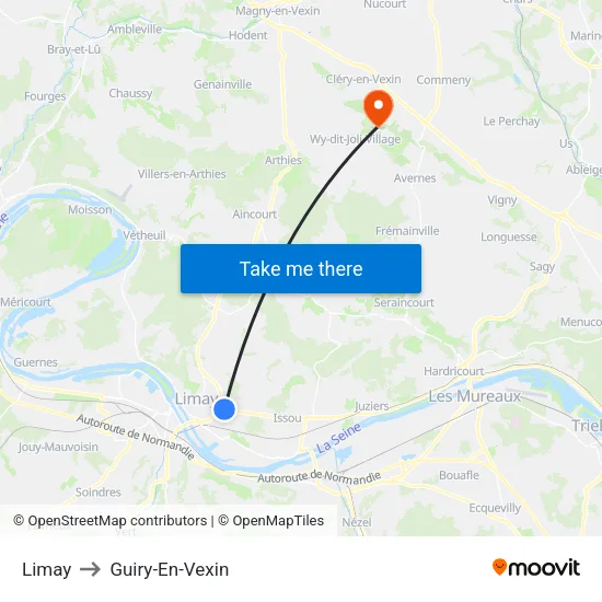 Limay to Guiry-En-Vexin map