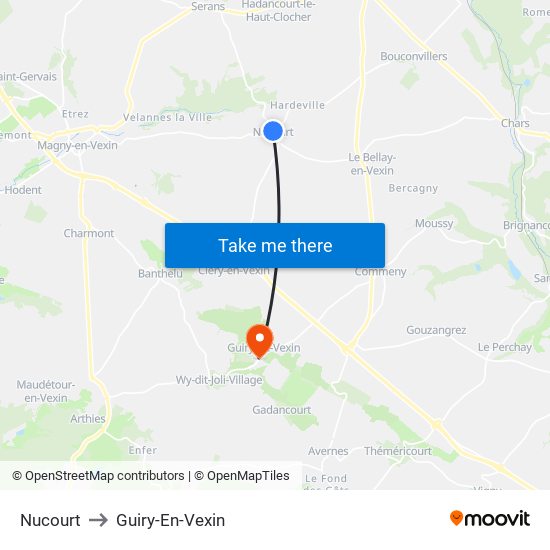 Nucourt to Guiry-En-Vexin map