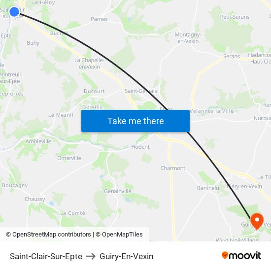 Saint-Clair-Sur-Epte to Guiry-En-Vexin map