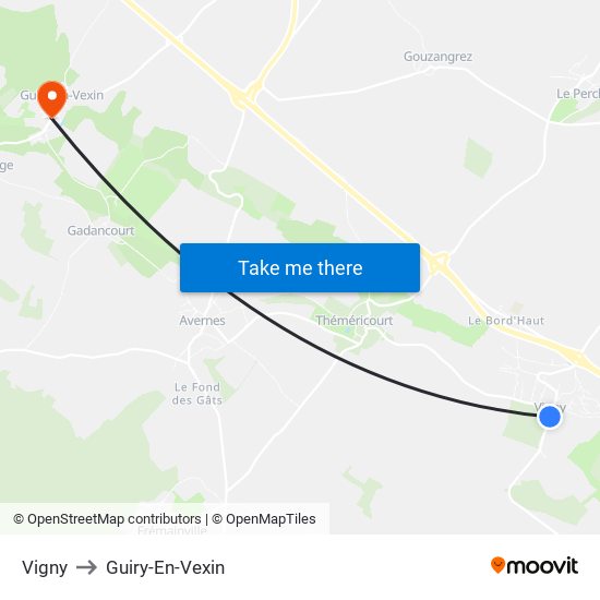 Vigny to Guiry-En-Vexin map