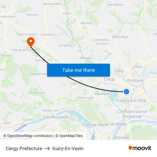 Cergy Préfecture to Guiry-En-Vexin map