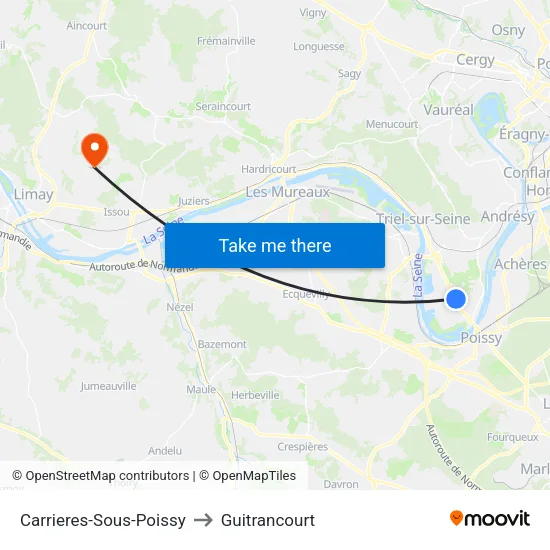 Carrieres-Sous-Poissy to Guitrancourt map