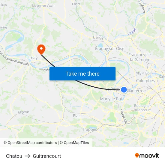 Chatou to Guitrancourt map