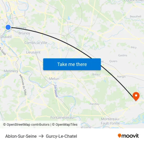 Ablon-Sur-Seine to Gurcy-Le-Chatel map
