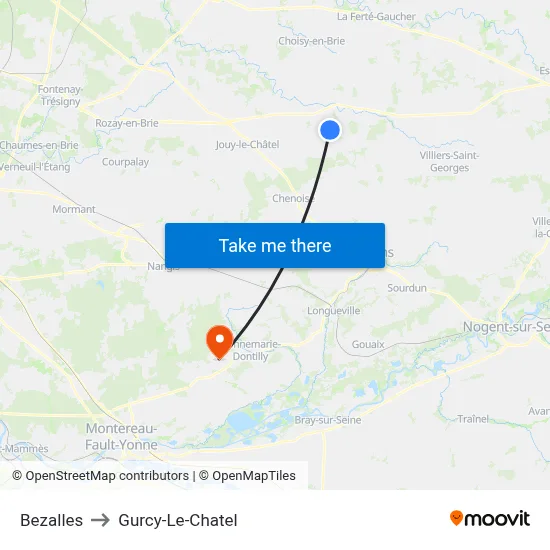 Bezalles to Gurcy-Le-Chatel map
