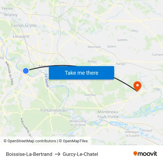 Boissise-La-Bertrand to Gurcy-Le-Chatel map