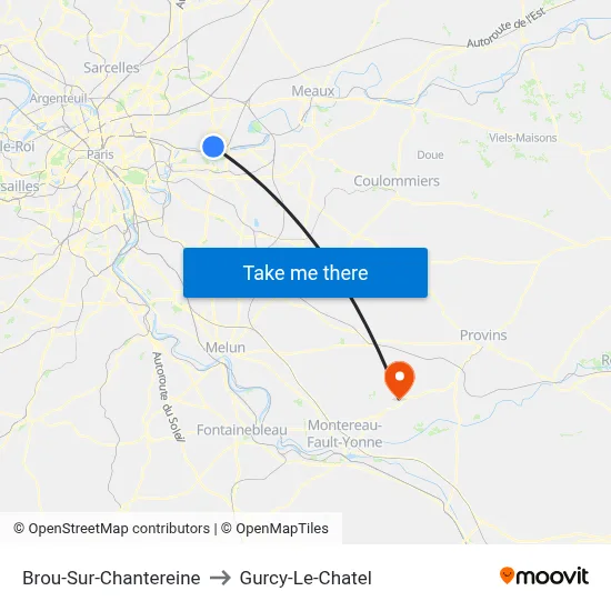 Brou-Sur-Chantereine to Gurcy-Le-Chatel map