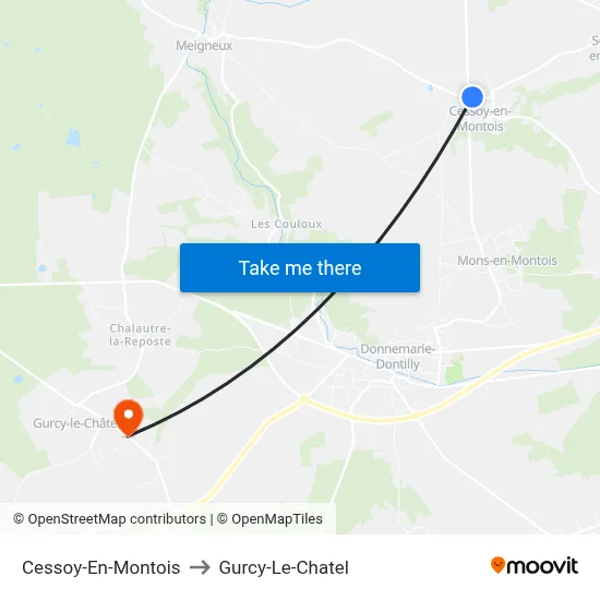 Cessoy-En-Montois to Gurcy-Le-Chatel map