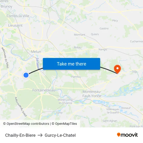 Chailly-En-Biere to Gurcy-Le-Chatel map