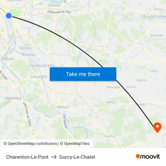 Charenton-Le-Pont to Gurcy-Le-Chatel map
