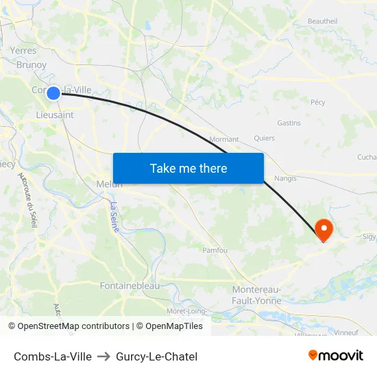 Combs-La-Ville to Gurcy-Le-Chatel map