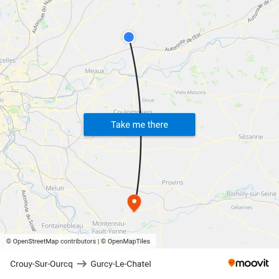 Crouy-Sur-Ourcq to Gurcy-Le-Chatel map
