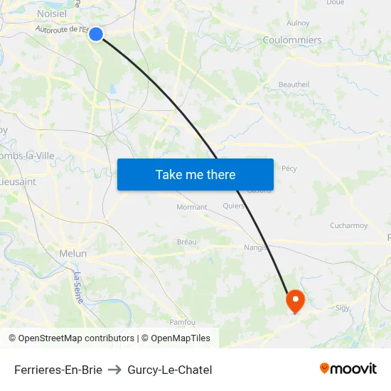 Ferrieres-En-Brie to Gurcy-Le-Chatel map
