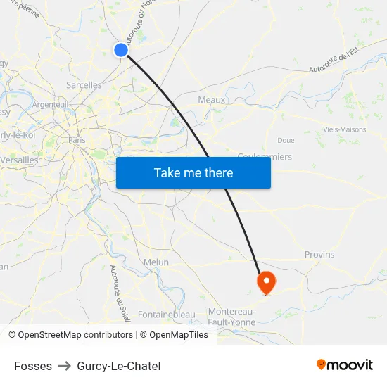 Fosses to Gurcy-Le-Chatel map