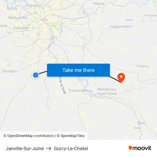 Janville-Sur-Juine to Gurcy-Le-Chatel map