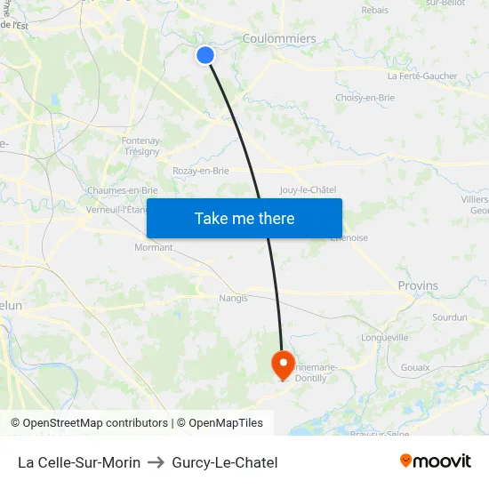 La Celle-Sur-Morin to Gurcy-Le-Chatel map