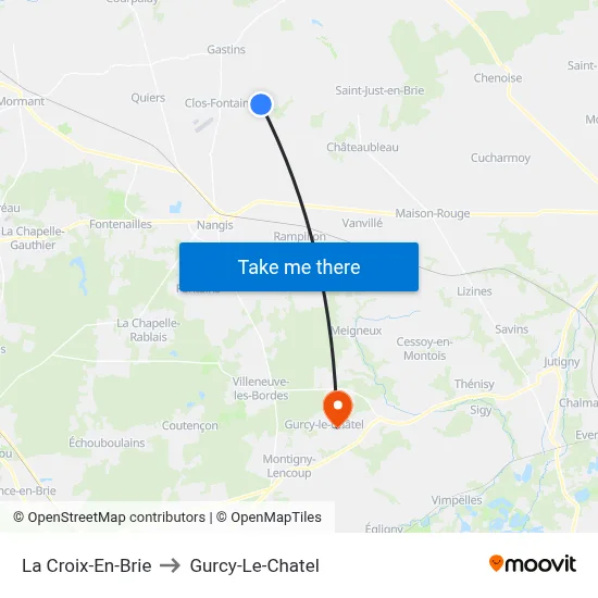 La Croix-En-Brie to Gurcy-Le-Chatel map