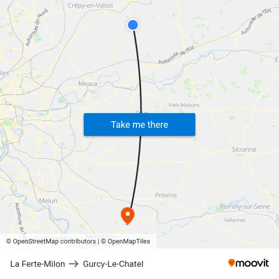 La Ferte-Milon to Gurcy-Le-Chatel map