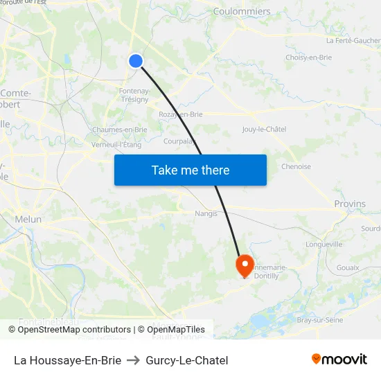 La Houssaye-En-Brie to Gurcy-Le-Chatel map