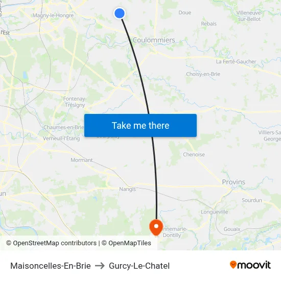 Maisoncelles-En-Brie to Gurcy-Le-Chatel map